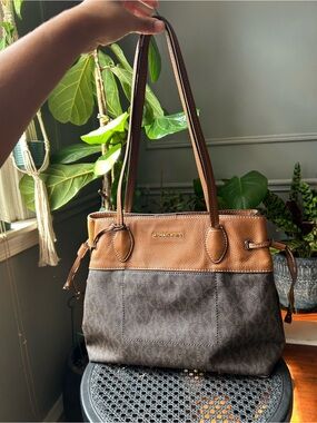 Michael Kors Brown & Tan Signature Shoulder Tote
